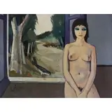 Charles Levier, Nude by Window with Bird, Oil on canvas