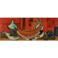 Le Pasteque by Charles Levier, Oil on canvas, 1959, sold Jun 2023
