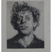 Chuck Close, Phil, from Rubber Stamp Portfolio, Relief print, on Strathmore paper, 1976