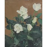 George Bentley Nick, White Roses, Oil on canvas, 1976