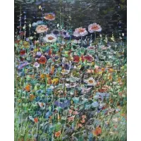 Lau Chun, Untitled-Impressionist Flowers, Oil on canvas