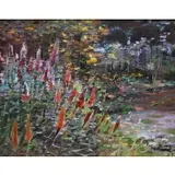 Lau Chun, Untitled-Impressionist Pond Floral, Oil on canvas