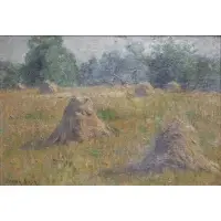 Sarah E. Nash, Haystacks, Oil on canvas