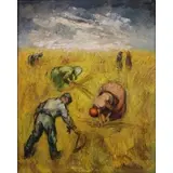 Edith Montlack, Wheat Field Scene, Oil on canvas
