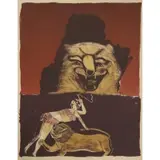 Francisco Toledo, Untitled-Woman and Lion, Lithograph on paper