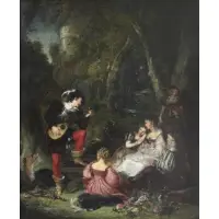 Robert Trewick Bone, (BRITISH, 19TH C.) Troubadour Scene, Oil on canvas