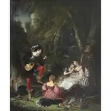 Robert Trewick Bone, (BRITISH, 19TH C.) Troubadour Scene, Oil on canvas