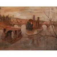 Jacques Bleny, NO 5 Rome Ile Tiberna, Oil on canvas