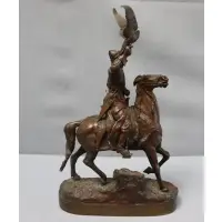 Evegni Ivanovich Naps, The Falconer, , bronze with brown patina, inscribed in Cyrillic 'sculp