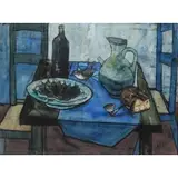 Charles Levier, The Blue Still Life, Oil on canvas