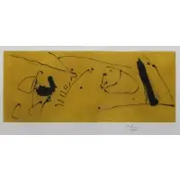 Yellow Flight by Robert Motherwell, Color etching and aquatint on Hawthorne of Larroque handmade paper, 1986, sold May 2023