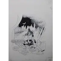 Early Run by Al Hirschfeld, Ink on illustration board, 1965, sold May 2023