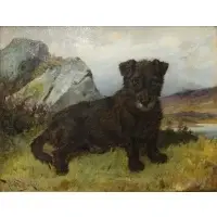 Wright Barker, Portrait of a Terrier, Oil on canvas
