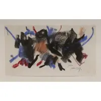 John von Wicht, Abstract Composition, Oil pastel on paper, 1967