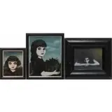 Sawako Gōda, Theda Bara, 1) "Theda Bara" labeled and titled on reverse, oil on canvas board? signed top right