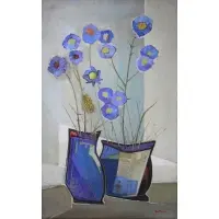 Ángel Botello, Floral Still Life, Oil on board