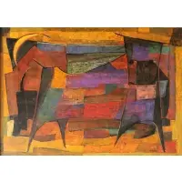Ángel Botello, Toro, Oil on board