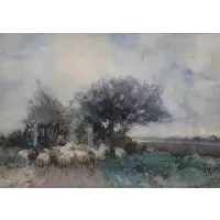 Anton Mauve, Flock of Sheep, Watercolor on paper