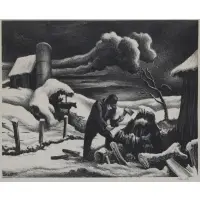 The Woodpile by Thomas Hart Benton, Lithograph, 1939, sold May 2023