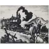 Slow Train through Arkansas by Thomas Hart Benton, Lithograph, 1941, sold May 2023