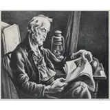 Old Man Reading by Thomas Hart Benton, Lithograph, 1941, sold May 2023
