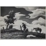 The Fence Mender by Thomas Hart Benton, Lithograph, 1940, sold May 2023