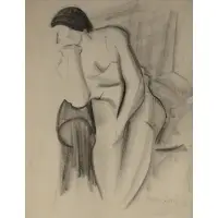 Seated Figure by Milton Avery, Charcoal on paper, sold May 2023