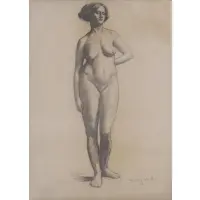 Guy Pène du Bois, Standing Female Nude, 1932, Charcoal on paper