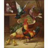 Edgar Hunt, Fowl in a Barn, 1908, Oil on canvas