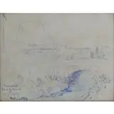 Chancelade, Apres la Riviere by Lucien de Maleville, Pastel on paper, 1929, sold May 2023