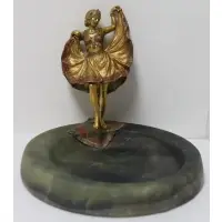 Franz Bergman, Untitled, Erotic Dancer with lifting dress on marble base