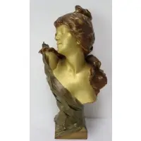 Charles Leonard, Untitled, Patinated and gilt bronze bust of a beauty
