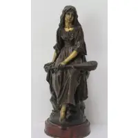 Paul Eugène Mengin, Lady with Mandolin, Bronze sculpture