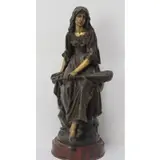 Paul Eugène Mengin, Lady with Mandolin, Bronze sculpture