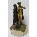 Franz Bergman, Untitled, Erotic bronze of Hellenistic Woman with attendant