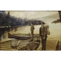 Paul Lakata, Fishing illustration, Oil on board