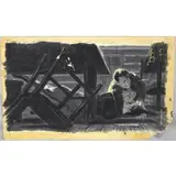 Mac Conner, Two men fighting, Gouache on board