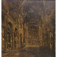 Otto Hamel, Untitled, Interior of a Cathedral? Oil on canvas