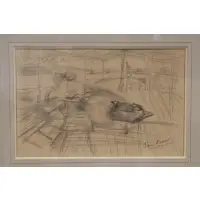 Pierre Laprade, Reclining Woman, Graphite drawing