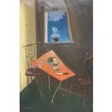Hans Guggenheim, Surrealist dining table, Oil on board