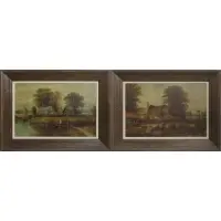 Edward Priestley, Pair of village scenes, Oil on board