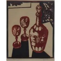 Sam Glankoff, Still life, Linocut
