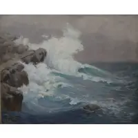 Seascape by J. Winthrop Andrews, Oil on canvass, sold Jul 2023