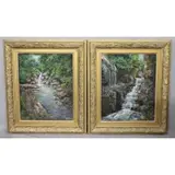 George Seidman, Waterfalls, 2 Oils on board