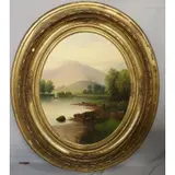 Victor Rolyat, Square canvas in oval frame, Oil on canvas