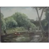 Nathan Hoffman, Central Park, NY City, Oil on board