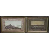 Robert Lie, Pair of shore and ship scenes, Oil on board