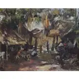 Duong van den, Village scene, Oil on board