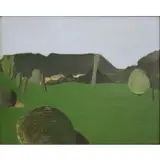 Daniel Lang, Landscape with shrubs, Oil on board