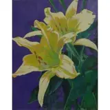 Floral Still Life, Lilies, Acrylic on paper